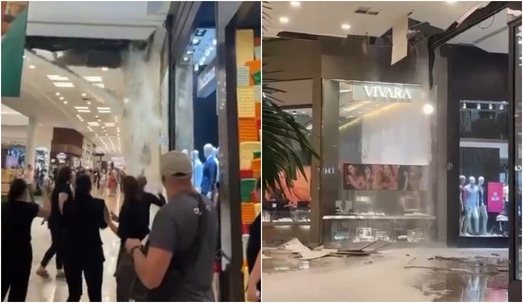 Parte do teto do Shopping Center Norte desaba durante temporal em São Paulo