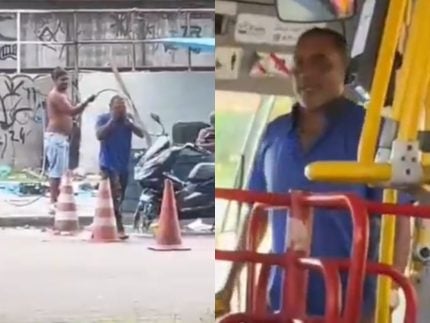 Ai, que delícia o verão! Motorista do Rio para no meio do caminho para tomar banho