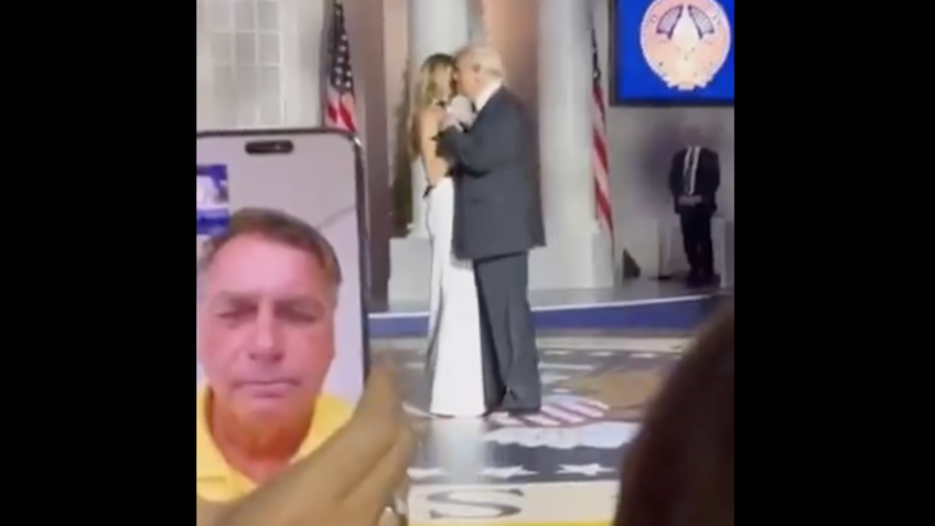 Michelle faz vídeo com Bolsonaro para mostrar baile de Trump; assista