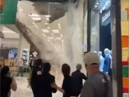 Chuva forte causa desabamento no teto do Shopping Center Norte em SP