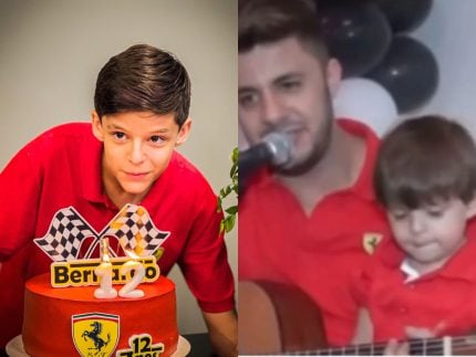 Filho caçula de Cristiano Araújo completa 12 anos e usa mesma roupa do sertanejo