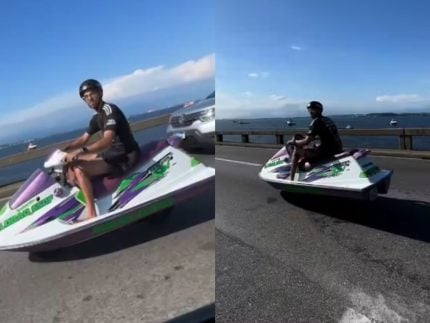 Pode isso? Homem é flagrado pilotando jet-ski adulterado na Ponte Rio-Niterói