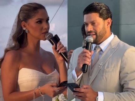 Hulk Paraíba e Camila Ângelo trocam votos de casamento: “Difícil seria viver sem você”