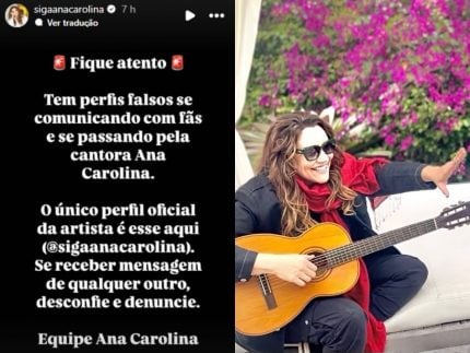 Ana Carolina denuncia perfis falsos que se passam pela cantora para aplicar golpes