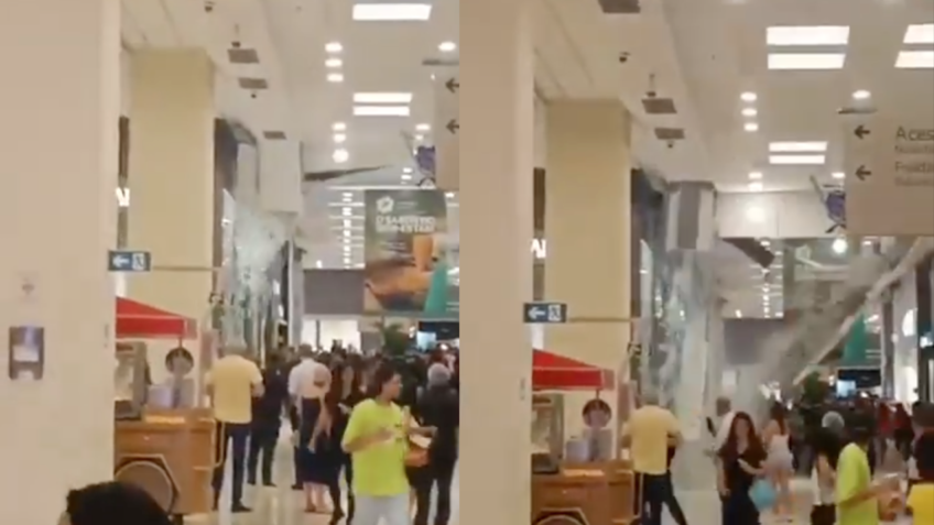 Teto de shopping desaba em SP após fortes chuvas; assista