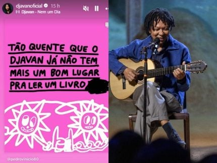 Sem “dia frio”, Djavan brinca com a onda de calor e diz que não tem “bom lugar para ler um livro”