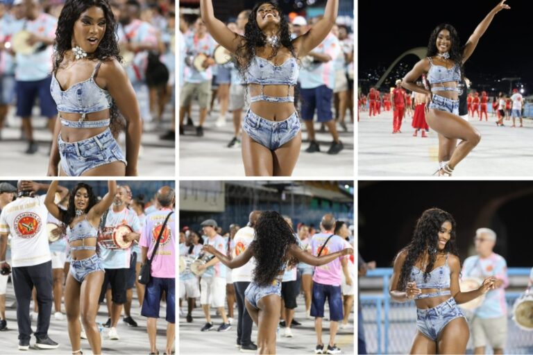 Erika Januza arrasa em ensaio da bateria da Viradouro na Sapucaí