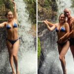 Gabriela Duarte surge em cachoeira ao lado de namorado