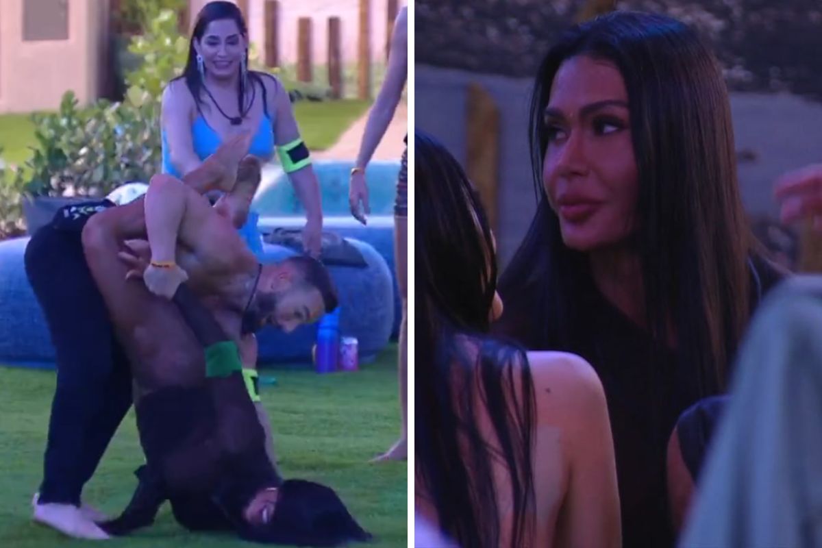 BBB 25: Gracyanne quase se machuca feio em brincadeira com Diego Hypólito