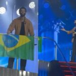 Com a bandeira do Brasil, Gusttavo Lima usa a música “Ficha Limpa” como crítica