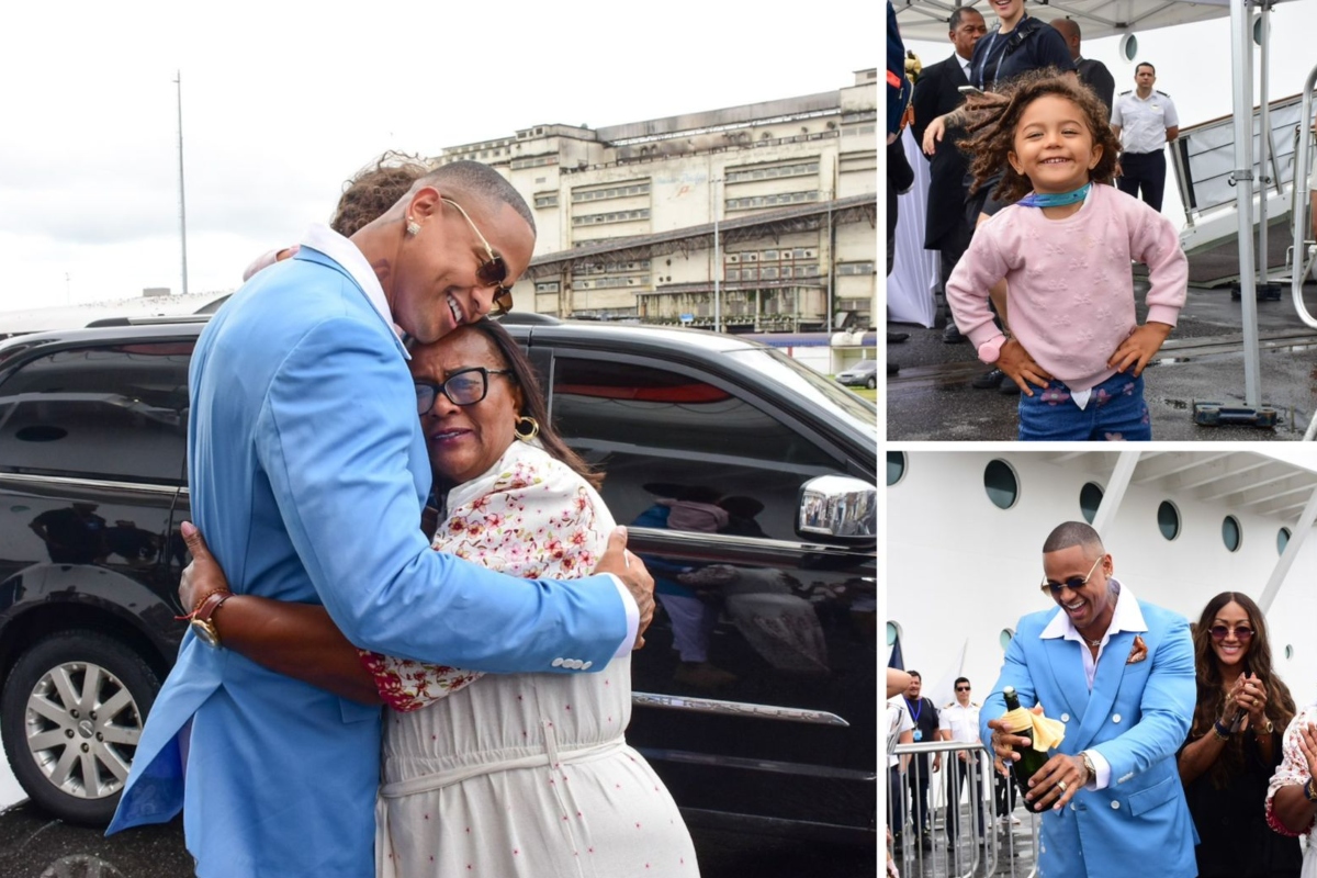 Mãe de Léo Santana chora e Liz, filha do cantor, esbanja fofura na chegada ao Navio do Gigante