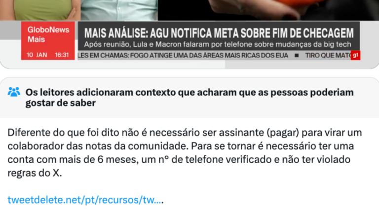 Usuários do X corrigem “GloboNews” sobre notas da comunidade