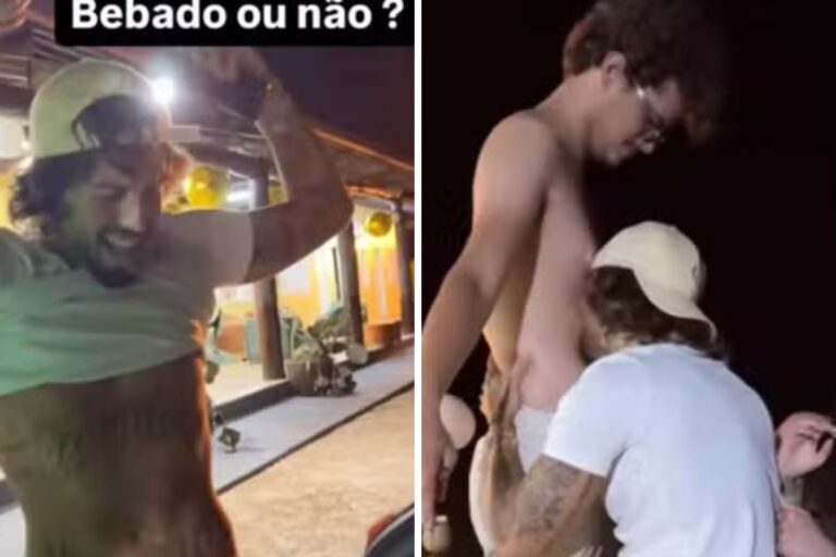 Virginia Fonseca flagra Zé Felipe mordendo a barriga de um amigo