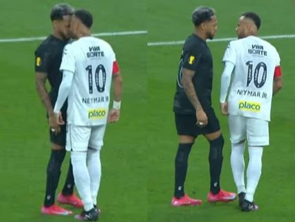 Neymar Jr. e Martínez se estranham em duelo do Santos contra Corinthians