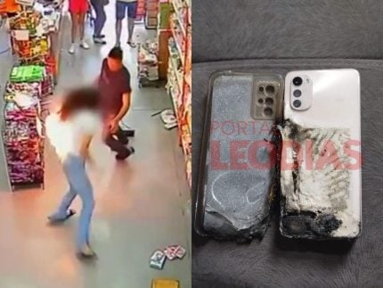 Dona do celular que pegou fogo conta ao portal LeoDias qual é a marca e modelo dele