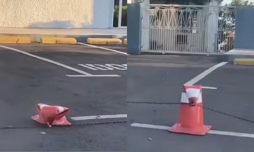 Cones de trânsito derretem no Rio Grande do Sul devido a onda de calor