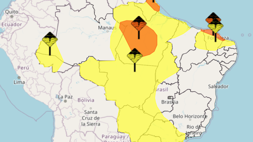 Inmet prevê chuvas intensas em 17 Estados nesta 6ª feira