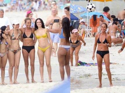 “E aí, Sueli, tá na área?”: Andréa Beltrão interage com fãs na praia de Copacabana