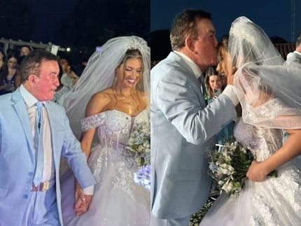 Aí vem os noivos: veja fotos do casamento de Amado Batista e miss 51 anos mais nova