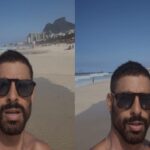 Cauã Reymond exibe músculos em dia de gravação de ‘Vale Tudo’ na praia