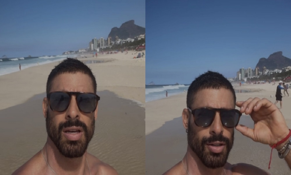 Cauã Reymond exibe músculos em dia de gravação de ‘Vale Tudo’ na praia