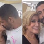 Cauã Reymond e Susana Vieira dão selinho em bastidor de novela