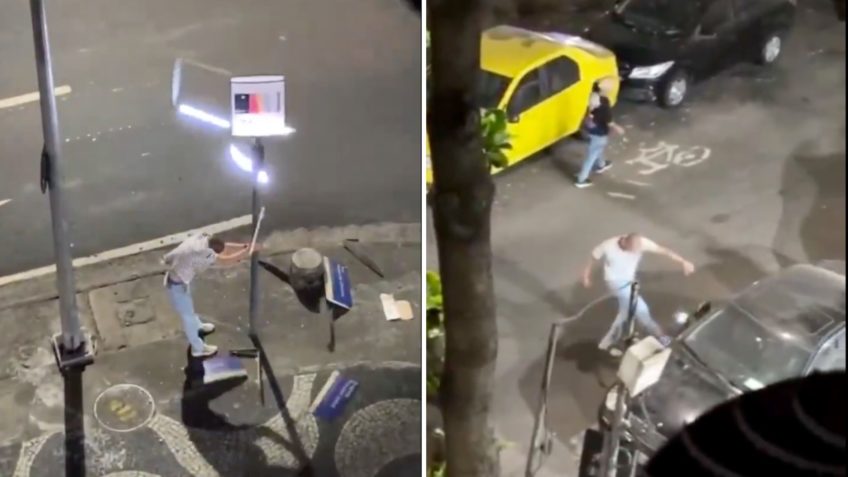 Turista é detido por destruir veículos e placas em Copacabana