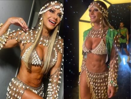 Viviane Araujo aposta em look praiano para camarote de abertura do Carnaval carioca