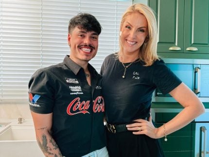 Ana Hickmann visita a cozinha de Bomtalvão em gravação de conteúdos do influencer