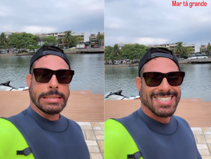 Cauã Reymond aproveita momento de folga para surfar em praia do Rio