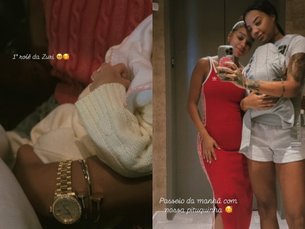 Passeio em família: Brunna e Ludmilla saem com Zuri pela 1ª vez após o parto