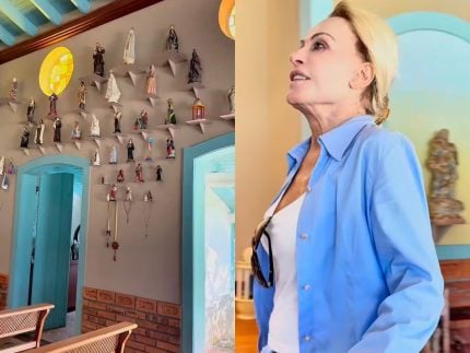 Em momento de fé e emoção, Ana Maria Braga exibe coleção de santinhos em sua capela