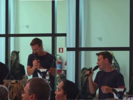Michel Teló canta em missa de domingo, em igreja no Rio