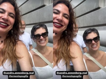 Luciana Gimenez encontra Sandra Annenberg em Nova York e diverte fãs: “Voz sexy”