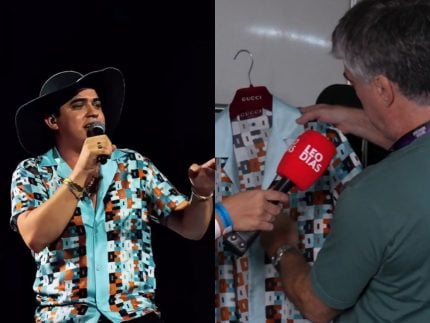 Natanzinho Lima aposta em look exclusivo da grife Dolce & Gabbana para gravação de DVD
