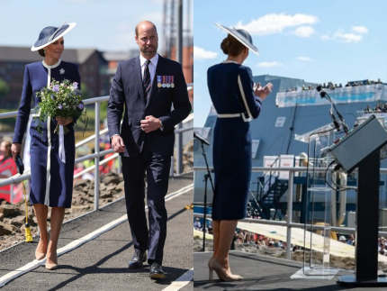 Acompanhada de William, Kate Middleton batiza navio de guerra da Marinha Real
