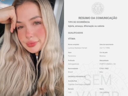 Larissa Ferrari registra boletim de ocorrência contra haters nas redes sociais