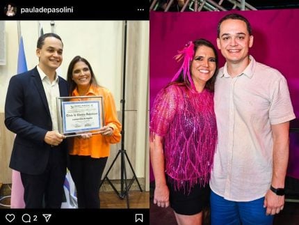 Após flagra do prefeito com vice, esposa compartilha foto comemorando conquista