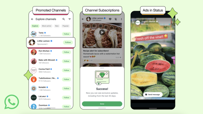 WhatsApp terá anúncios no Status e canais por assinatura