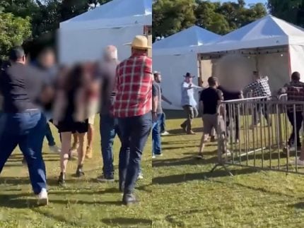 Vídeo mostra pai sendo agredido após atacar criança em festa junina no DF. Confira! 