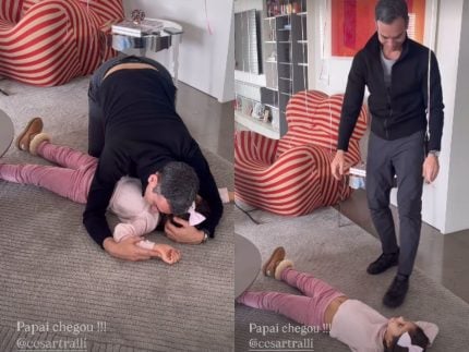 Papai chegou! Ticiane registra momento fofo da filha com César Tralli