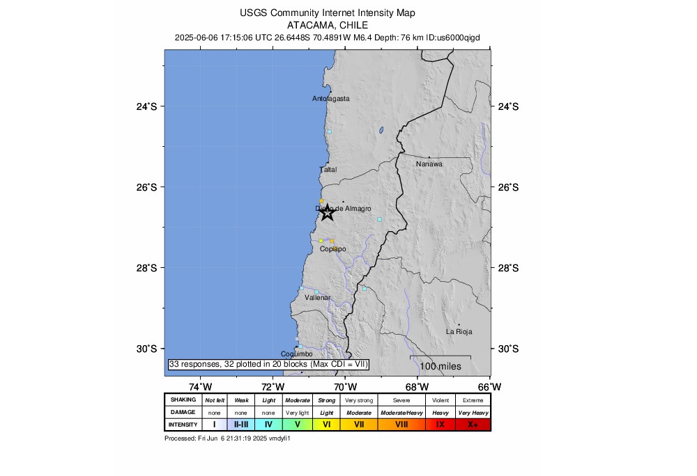 Terremoto de magnitude 6,4 causa danos no norte do Chile