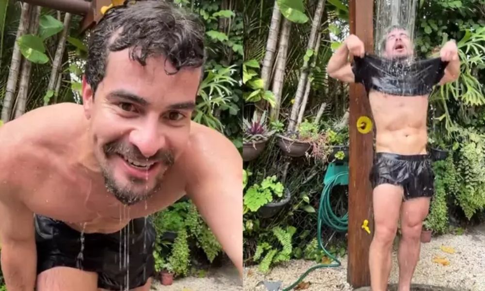 Thiago Martins posta vídeo tomando banho e ‘volume’ do shorts agita web